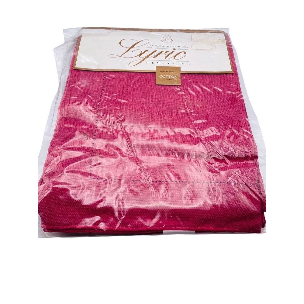 Lyric Hemstitch Berry Cotton Enhanced 60" x 104" Oblong Tablecloth